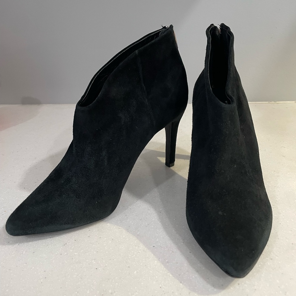 Joie Black Suede Heeled Booties